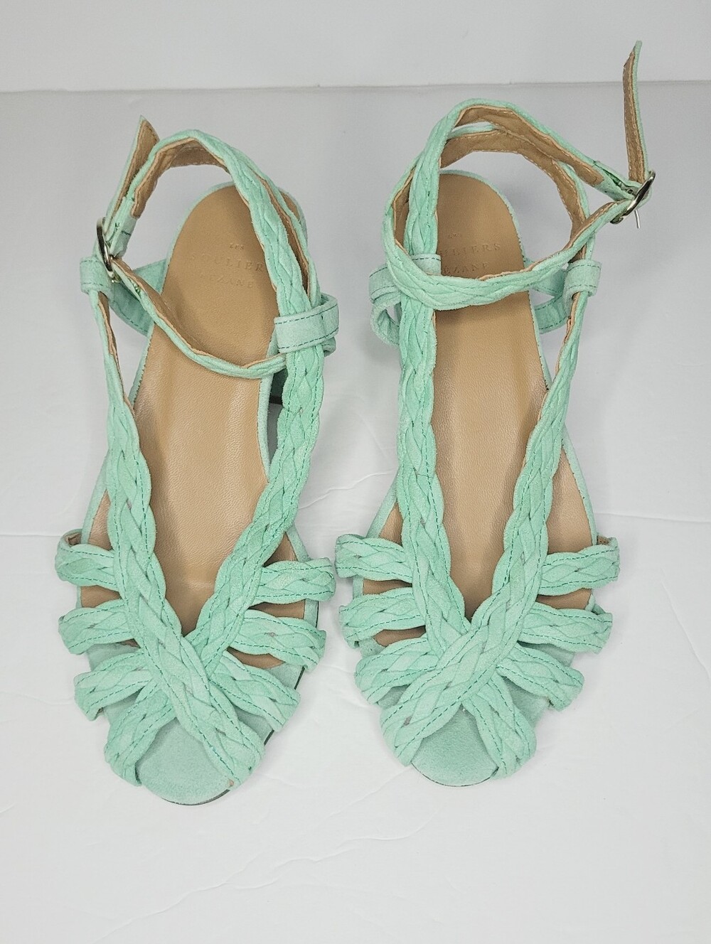 Sezane Natacha Leather Braided Sandals Strappy Women's Size 5 City Garden Party